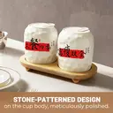 Chinese Style Ceramic Canister Set, White Porcelain Storage Jars with Bamboo Tray for Kitchen Countertop
2-Piece White Ceramic Canister Set, "Meal Four Seasons" Pattern, Kitchen Storage Jars with Wood Stand​ image 2