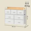 JOYFURNOS  Commode avec 7 Tiroirs, Armoire, Structure en Métal, Style Industriel, Blanc et Beige image 2
