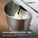 Monsga SM100 Küchenmaschine 1000W, Cremeweiß, 6,0L Edelstahl-Rührschüssel, Leise, mit Super-Antihaft Teflon-Knethaken (hitzebeständig bis 260°C), Schneebesen, Flachrührer & Spritzschutz, 8 Geschwindigkeitsstufen image 3