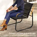 Outsunny Garden Bistro Set, 3 Piece Metal Garden Furniture Set with Mesh Chairs and Square Glass Top Table, Small Balcony Furniture for Outdoor, Patio, Conservatory, Black image 5