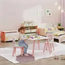 ZONEKIZ Kids Table and Chair Set, Toddler Table with 2 Chairs, 3 Pieces Toddler Activity Furniture Set for Bedroom, Nursery, Playroom, Pink image 5