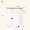 HOMCOM Kitchen Island with Drop Leaf, Rolling Kitchen Storage Trolley on Wheels with Drawer, Spice Rack and Towel Rack, Storage Cart with Adjustable Shelf, White image 2