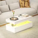 HOMCOM LED Coffee Table with Storage, Modern High Gloss Living Room Table with 2 Drawers, Open Shelf and Remote Control, White image 6