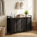 JOYFURNOS Ausziehbare Wäschekorbbox mit herausnehmbarer Tüte, 160 L – Wäschesortierer mit Metallrahmen und Ablage, Tintenschwarz und rustikales Braun, 115,6 x 33 x 72,5 cm image 4