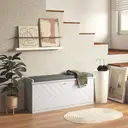 HOMCOM Shoe Bench, Entryway Bench with Flip Drawer, Adjustable Shelf and Seating Cushion for Hallway, Stores 10 Pairs of Shoes, White image 1