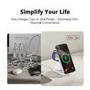 Rexsun 3 in 1 Foldable Magnetic Wireless Charging Station, 15W Fast for MagSafe Charger, Travel Size for iPhone 16/15/14/13/12, Apple Watch, AirPods, Adapter Not Included, T18, White image 5