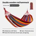 ochama x J.ZAO Hamac de Jardin 2 Personnes Arc-en-Ciel 200x150cm, Hamac Suspendu avec Barres de Bois, Toile en Coton Respirante, Charge 150kg, pour Camping, Terrasse et Balcon, Inclus 2 Sangles et Sac de Transport image 7