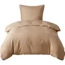 LeBonsoir Khaki Bedding Duvet Cover Set，135x200cm/50x75cmx1 Breathable Durable Soft Comfy， with Zip， 2 Pieces， Includes 1 Duvet Cover & 1 Pillowcases，NO Comforter image 1