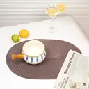 PP Placemats Set of 6 for Dining Table，PP oval placemat BL dark brown，Washable Woven Vinyl Non-Slip 18x12 inches Placemat Heat-Resistant Durable Table Mats for Dining Table Easy to Clean image 2