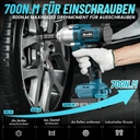 Clé à Chocs Sans Fil Seesii 700 Nm, 1/2" Moteur Brushless avec 2 Batteries 4000 mAh, Boîte 3 Vitesses avec Arrêt Rapide, Idéale pour Camions et Voitures (Changement de Pneus, Desserrage d’Écrous), 6 Douilles image 1