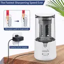 tenwin Electric Pencil Sharpener, AC Adapter Powered Sharpener with Container for 6-12mm Coloured Pencils, Auto Stop for Artists, Kids, Office, Classroom, School Use, Portable, Heavy Duty (White) image 4