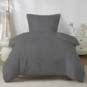 LeBonsoir Dark Gray Bedding Duvet Cover Set，135x200cm/50x75cmx1 Breathable Durable Soft Comfy， with Zip， 2 Pieces， Includes 1 Duvet Cover & 2 Pillowcases，NO Comforter image 1