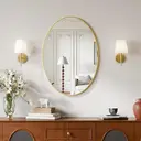 Melodieux Oval Wall Mirror 61x91cm Gold Circle Hanging Wall Home Decorative Wall Mounted Vanity Mirror for Bathroom Living Room Hallway image 0