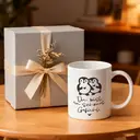 Alphynix 1pc Cute Penguin Couple Mug, 11oz White Ceramic Cup with German Quote "You Are a Beautiful Feeling", Romantic Gift for Boyfriend, Girlfriend image 4