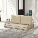 Outsunny Banc Suspendu en Résine Tressée 2 Places avec Coussins Amovibles et Lavables, Balancelle de Jardin Extérieure avec Chaînes en Acier, Charge 240 kg, 115x66x44cm, Beige image 7