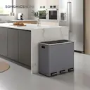 SONGMICSHOME SONGMICSHOME Afvalbak met Drie Compartimenten, 3 x 18L Pedaalemmer met Softclose Deksel, Staal, voor Keuken, Grijs image 3
