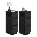 Ochama x SONGMICS Set of 2 Narrow Side Tables, Slim End Table with 2 Drawers, 1 Open Compartment, for Living Room, Bedroom, Black image 1