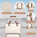 Kono 2-Piece Set Lightweight 51.5x38x21cm ABS Hard Shell Travel Carry-On Suitcase with TSA Combination Lock and Ryanair 40x20x25cm Cabin Bag, Cream White image 3