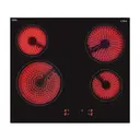 CDA HC6621FR 60cm Four Zone Ceramic Hob, Frameless Black Glass image 1