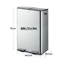 Tower Recycling Pedal Bin With Two Compartments, 60 L, Stainless Steel image 4