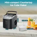 EUHOMY Ice Maker – Self-Cleaning Countertop Ice Machine, 9 Cubes in 6 Minutes, 2 Ice Sizes, 12 kg Daily Output, Portable with Handle, Ice Basket & Scoop for Home and Kitchen image 2