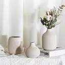 [3Pcs] 5.9in/15cm, Ceramic Vase Beige - Minimalist Vases with Rill Design, Compact Transitional Decoration for Living Room, Bedroom, Office image 6