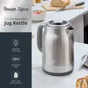 Swan Retro Revive Jug Kettle, 1.7L, Rapid Boil, Easy Pour, 3KW, Vintage, Stainless Steel - SK19025SS image 1