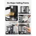 HiBREW H5A 15Bar Semi Automatische Espresso Koffiemachine Met 1,2L Watertank Real-Time Temperatuurmeter Eén-Touch Extractie Krachtige Stoomkoppenwarmer image 4