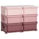 HOMCOM 6 Drawers Plastic Storage Units, 3 Tier Kids Storage Units, Children Toy Chest for Nursery, Playroom, Bedroom, Pink image 0