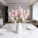 Yuejia Lot de 3 bouquets de fleurs artificielles en soie campanule rose - 84 cm image 2