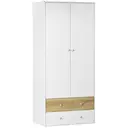 HOMCOM 2-Door Wardrobe with 2 Drawers, Modern Tall Wardrobe with anging Rod and Anti-tipping Straps for Bedroom, White image 0