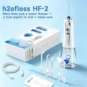 H2ofloss HF-2 electric toothbrush, featuring 5 modes, 5 nozzles, USB rechargeability, IPX7 waterproof rating, and a 300ml water tank, is available in white image 6