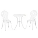 Outsunny 3 Pcs Aluminium Bistro Set Garden Furniture Dining Table Chairs Antique Outdoor Seat Patio Seater White image 0
