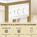 HOMCOM Table d'appoint avec station de charge, bout de canapé étroit forme C avec sac de rangement en tissu, plateau aspect marbre, cadre en acier, table basse pour salon, chambre, 46x25x62,5cm, blanc image 4