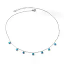 Silver Tone Stainless Steel Station Necklace with Blue Turquoise, 40+5cm Boho Charm Choker image 3