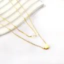 18K PVD Gold Stainless Steel Double Layered Necklace, Heart and Pearl Pendant Choker Set image 3