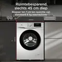 TCL Wasmachine Slim, 6 kg, Slechts 45cm Diep met BLDC Omvormermotor, Stoomwas, Snelwas 15 min, Automatische Gewichtsherkenning, Kleding Toevoegen [Energieklasse B] FF1006WB0 image 4