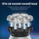 komingdon Rasoir électrique pour homme, tête de rasoir, étanche et rechargeable, Rasage sec et humide - Idéal pour le Rasage du crâne et des têtes chauves - Argent image 4