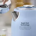 Swan Retro Revive Jug Kettle, 1.7L, Rapid Boil, Easy Pour, 3KW, Vintage, Coated Stainless Steel, Blue with Chrome Accents - SK19025BLU image 2