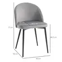 HOMCOM Dining Chairs Chic Velvet Grey/Black 2pcs image 4