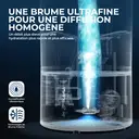 ROUNY Humidificateur d'air ultrasonique MOS W3, réservoir de remplissage supérieur de 4 L, 23 W, débit de brume de 350 ml/h, brume froide à 360°, fonctionnement silencieux ≤ 38 dB, stérilisation par ionisation d'argent, pour chambre et bureau image 5