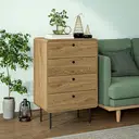 HOMCOM Modern Chest of Drawers with 4 Drawers, Dresser with Wood Handles and Steel Legs for Bedroom, Living Room, Entryway, 60W x 39D x 91.5H cm, Oak image 1