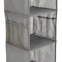 ANQI 6-Tier Hanging Closet Shelf Organizer With Pockets, 8.5" D x 12" W x 9" H, Grey image 2