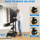 TV Stand on Wheels for 40-86 Inch LCD LED OLED Flat Panel Plasma TVs, Height Adjustable TV Floor Stand with Shelf TV Trolley with Wooden Base Max VESA 600x400mm up to 68 kg, Black image 7