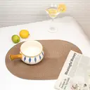 White Label PP Placemats Set of 6 for Dining Table，PP oval placemat BL light coffee，Washable Woven Vinyl Non-Slip 18x12 inches Placemat Heat-Resistant Durable Table Mats for Dining Table Easy to Clean image 2