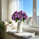 Yuejia Lot de 3 bouquets de fleurs artificielles en soie hibiscus tropical violet - 45 cm image 2