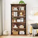 tribesigns 5-Tier Bookshelf, 180 cm Industrial-Style Bookshelf/Cabinet, Floorstanding 5-Tier Display & Storage Shelf, Tall Bookshelf for Home Office, Living Room, Bedroom, Brown & Black image 6