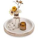White Beaded Coffee Table Tray Set of 1 image 0