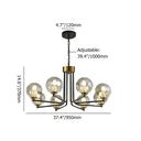 Homary 8-Light Sputnik Chandelier in Black & Gold Globe Glass Shade Included image 5