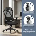 Ochama x SONGMICS Chaise de bureau, chaise de travail ergonomique, chaise d’ordinateur, chaise en maille, avec soutien lombaire et appui-tête réglables, hauteur réglable, noir image 7